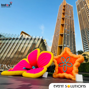 Large decorative inflatable flowers for event space decoration