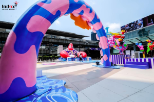 Fantasy-style inflatable arch for outdoor event entrance