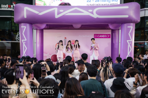 Inflatable cosmetic brand booth at a product launch event