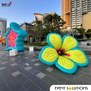 Inflatable floral-themed decoration for an outdoor event