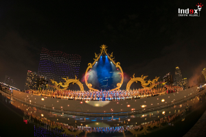 โดรนแปรอักษรในงานเปิดตัว ICONSIAM ริมแม่น้ำ