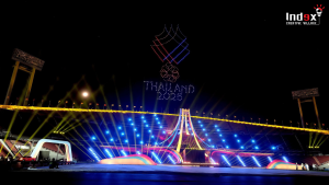 โดรนแปรอักษร Thailand 2026 ในสนามกีฬาขนาดใหญ่