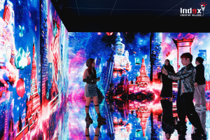 Immersive LED exhibition installation creating interactive digital experience for event visitors