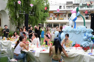 Outdoor brand activation event with themed installation and experiential activity