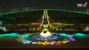  Projection Mapping โชว์ขนาดใหญ่ภายในสนามในพิธีเปิดการแข่งขันกีฬา